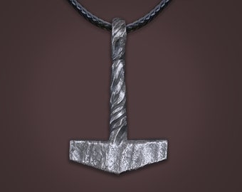 925 Sterling Silver Viking Hammered Texture Thors Hammer Thor Mjölnir Mjolnir Necklace Pendant