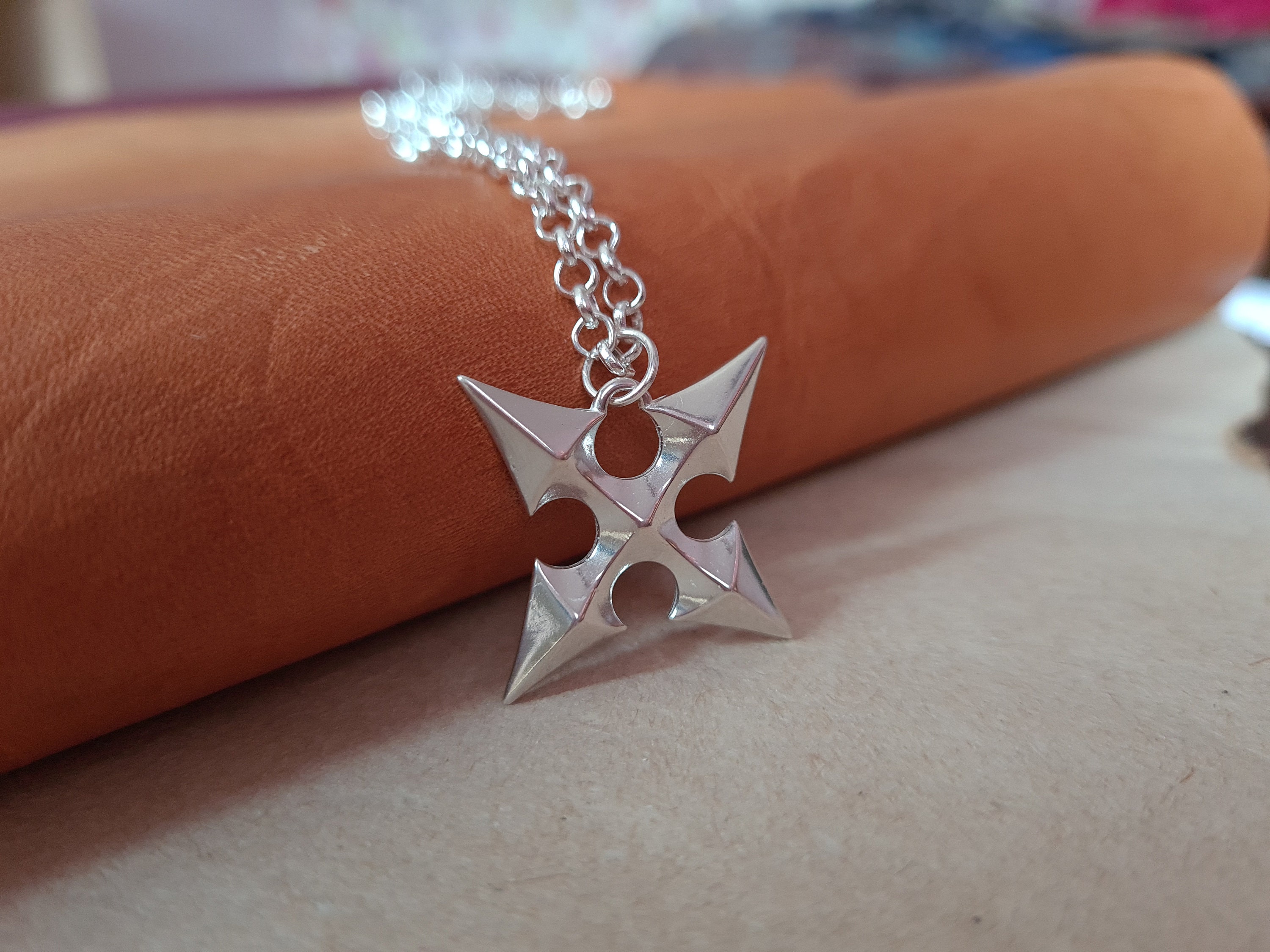 925 Sterling Silver Kingdom Heart Roxas Cross Necklace