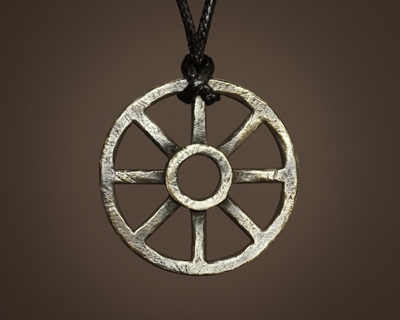 Handmade Taranis Wheel Pendant: Sterling Silver Viking Necklace