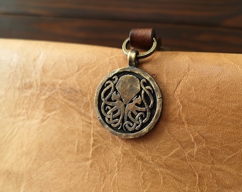 Cthulhu Octopus Keychain Lovecraft Jewelry Accessories Cosplay Leather