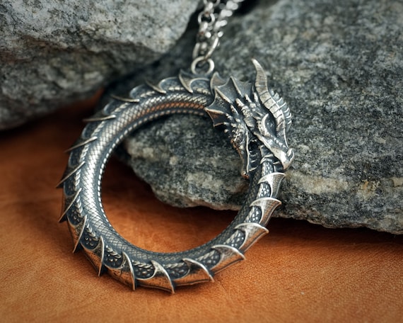 Ouroboros Dragon Snake Viking Pendant Necklace Amulet Charm