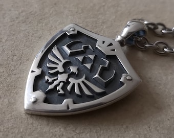 925 Sterling Silver Hylian Shield Collier Pendentif Bijoux