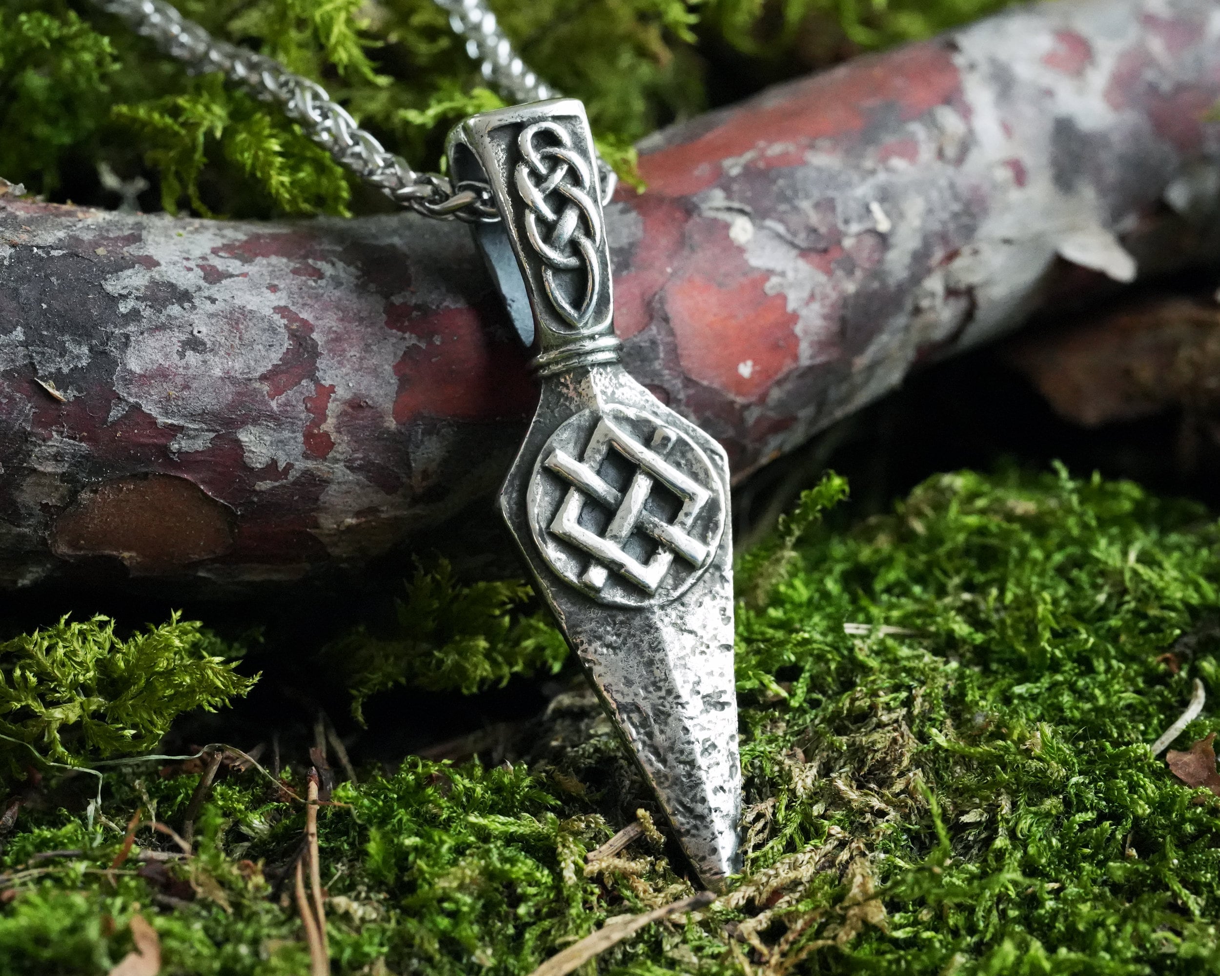 Collier Viking Odin Gungnir Pour Hommes - Pendentif Lance En Acier Inoxydable - Chaîne Byzantine Vintage Et Robuste