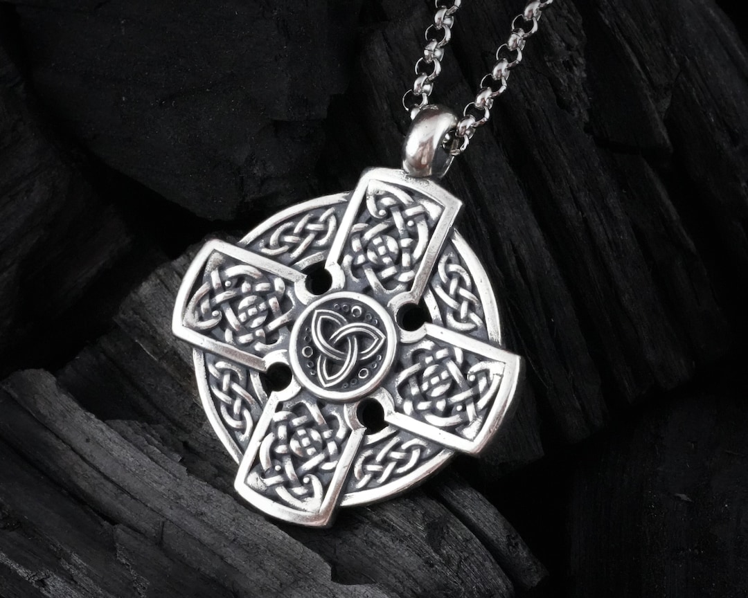 Handmade Sterling Silver Celtic Cross Necklace: Irish Triquetra Jewelry ...