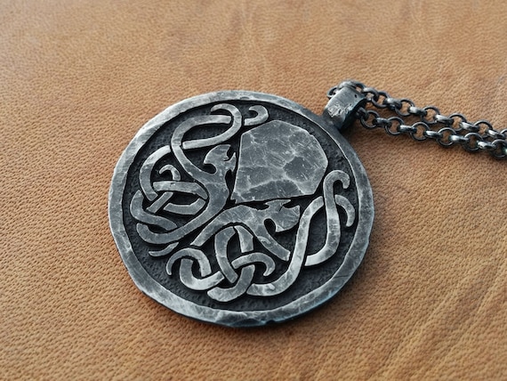 925 Sterling Silver Cthulhu Necklace Pendant Amulet With Chain - Etsy