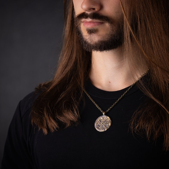 Pendentif Vegvisir (boussole Viking) En Cuir - Made In Italy - Collier Ou Porte-clés - Neuf