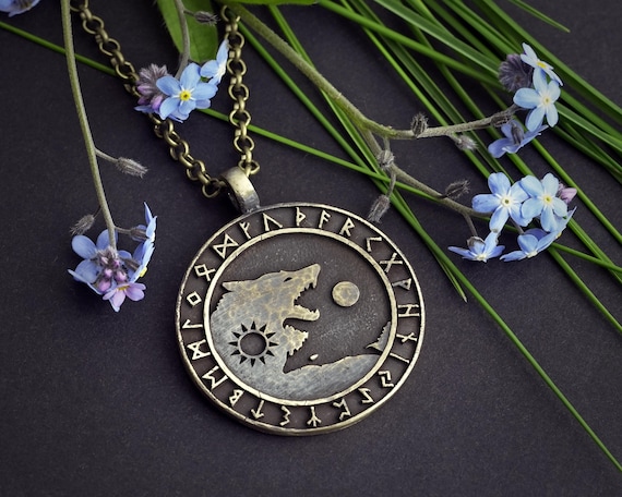 Collier Pendentif Yin Yang Loup - Alliage Couleur Or - Fait Main Par 11pixeli - Neuf Sans Emballage