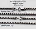 925 Sterling Silver Wheat Chain with soldered fittings 22 inches 3mm/4mm/5mm product logo