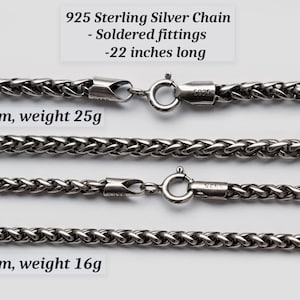 925 Sterling Silver Wheat Chain with soldered fittings 22 inches 3mm/4mm/5mm