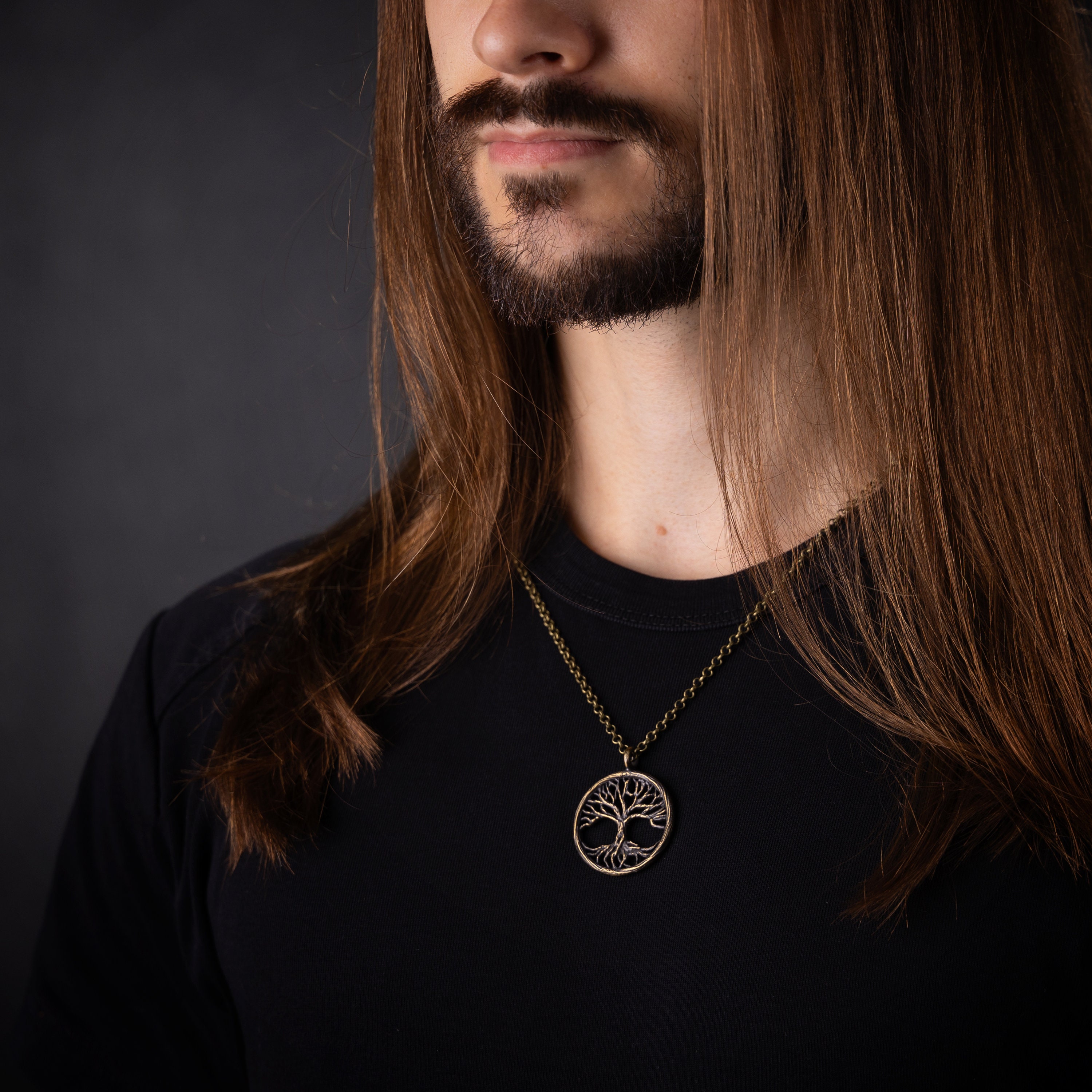 Tree Of Life Metal Necklace For Men - Norse Mythology Design - Stainless Steel Pendant On Snake Chain - Unisex Gift