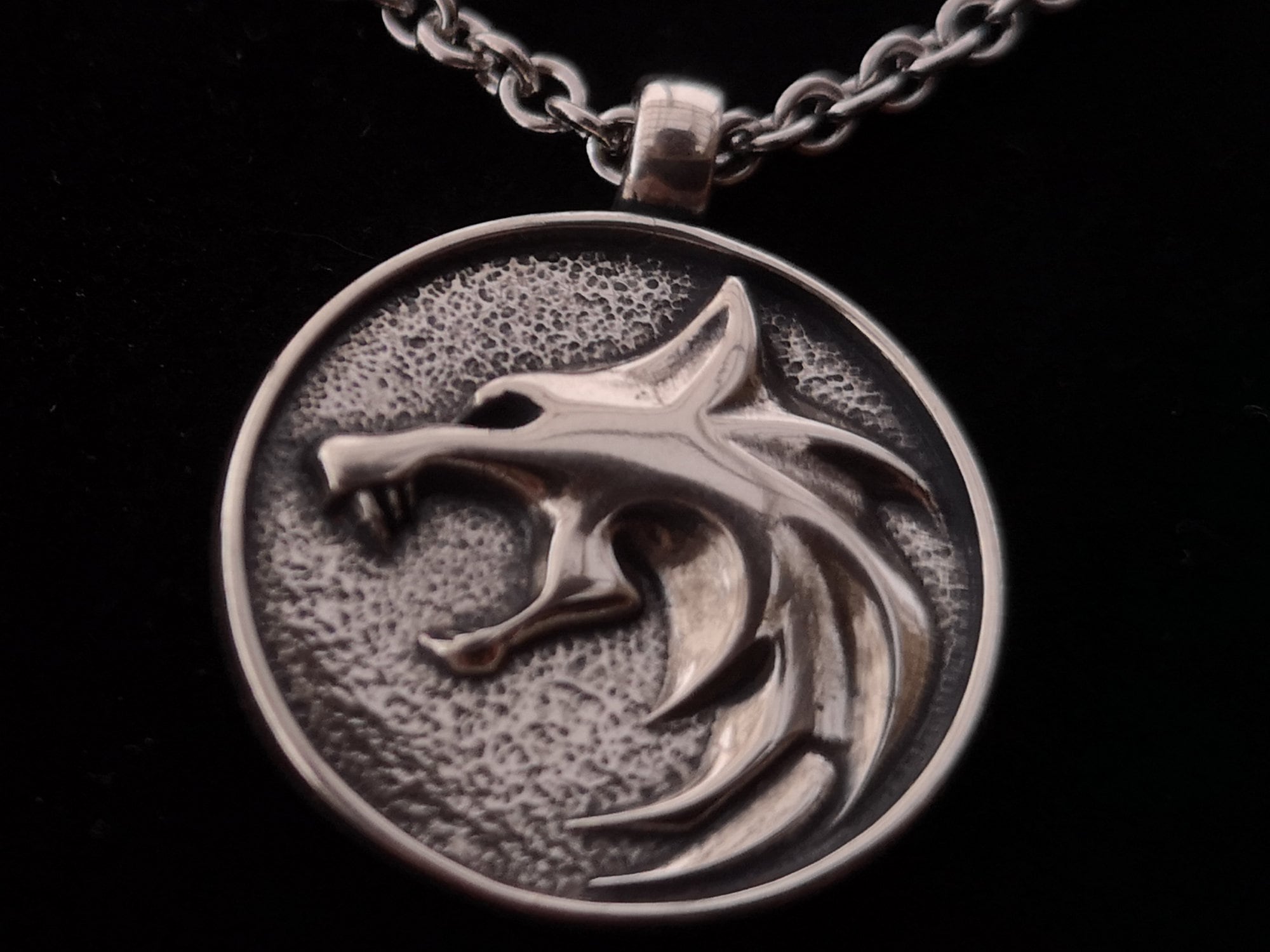 Pendentif Loup Geralt The Witcher En Argent 925 - Fait Main, Style Sorceleur