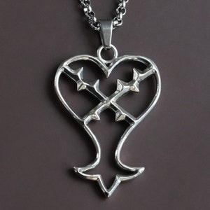 925 Sterling Silver Kingdom Heart Heartless Pendant Necklace Jewelry Amulet Talisman