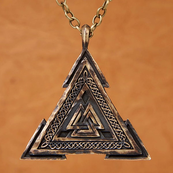 Large Viking Valknut Warrior Pendant Norse Jewelry Necklace