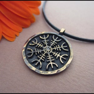 Viking Aegishjalmur Helm of Awe Protection Pendant Amulet Necklace Talisman Amulet With Adjustable String
