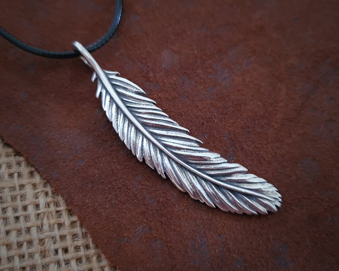 Feather Pendant Necklace - Etsy