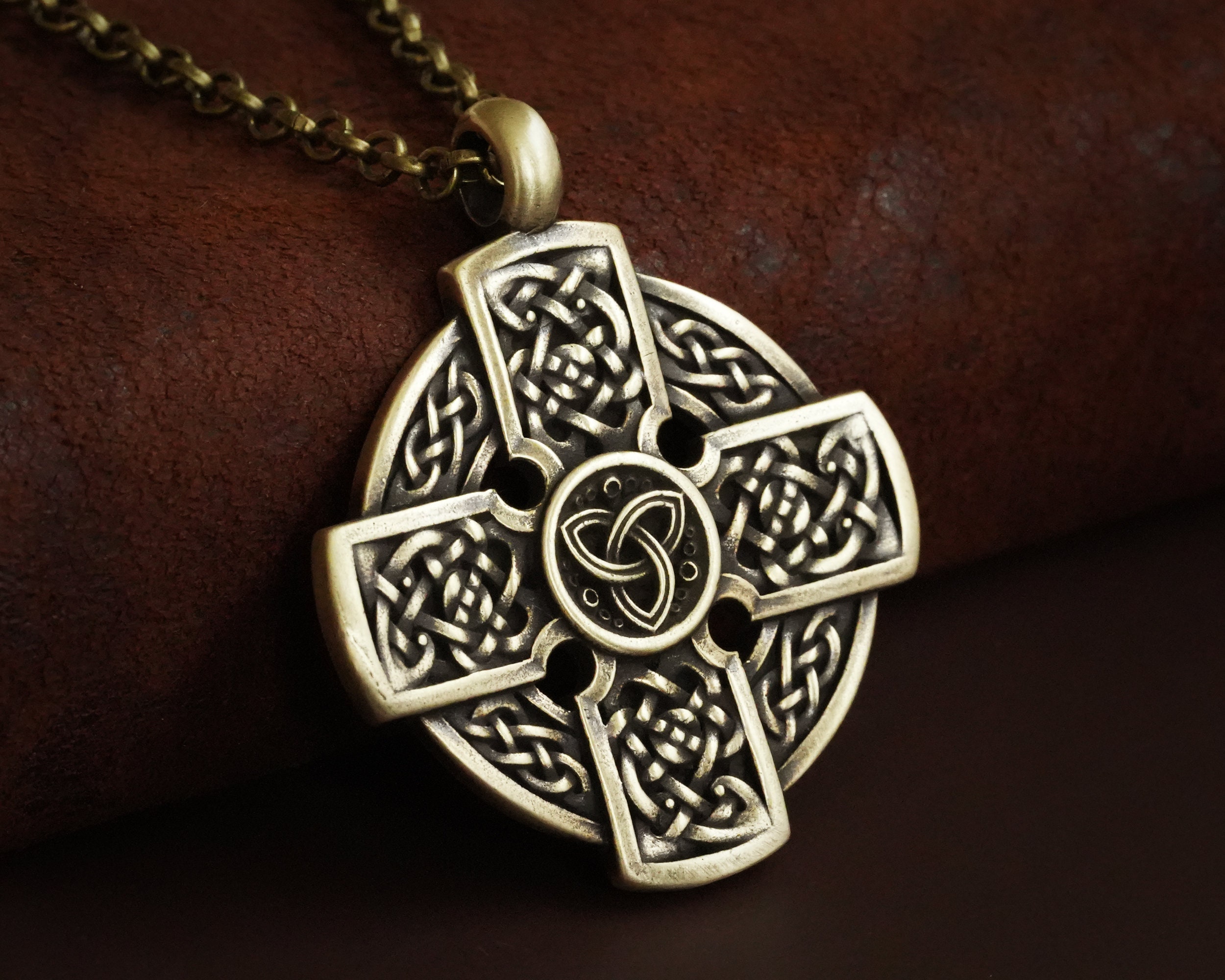 Handmade Sterling Silver Celtic Cross Necklace: Irish Triquetra Jewelry ...