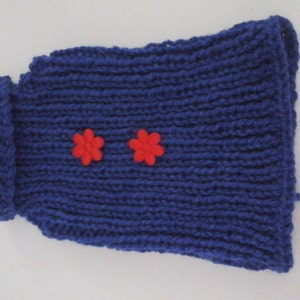 Dark Blue Dog Sweater with Red Flowers