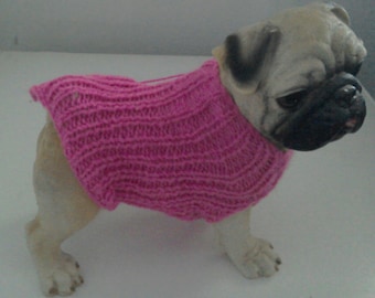 Hot Pink Dog Sweater: Hand Knit Pet Jumper