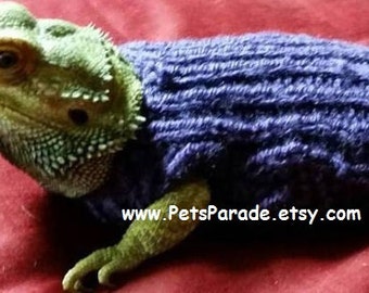 Maglione a forma di drago barbuto lavorato a mano: abbigliamento per animali domestici color lampone viola