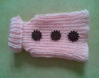 Dog Sweater, Dog Jumper, Baby Pink Color With Black Flower Detail, Pet Clothing