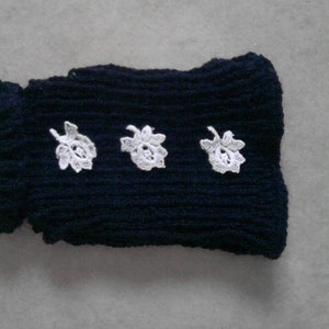 Black Dog sweater, Dog jumper, Hand Knit with Flower, Pet Clothing