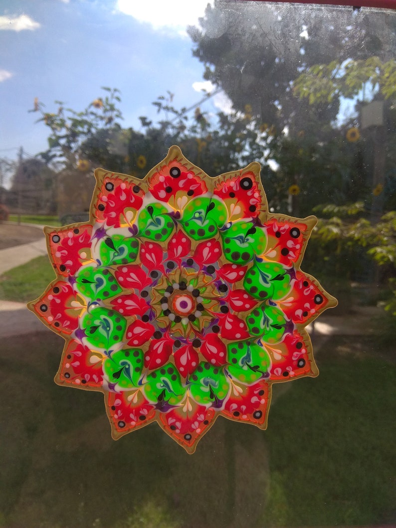 Large ~ Stained Glass Ornament Mandala Summer Mandala