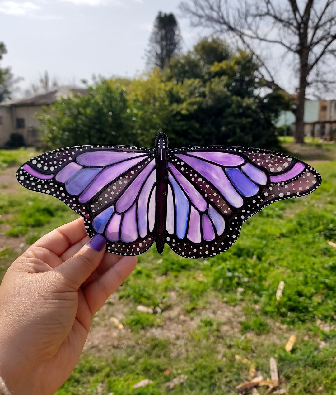 thumbnail image 2 of Butterfly Suncatcher Window Hanging – Colorful Resin Mobile For Garden Or Indoor Decor 2 of 13