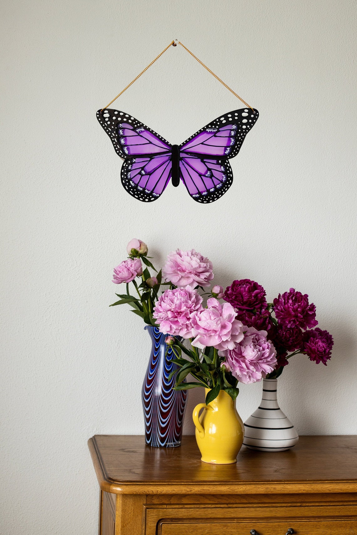 Lila Schmetterling Suncatcher für Fenster oder Wandbehang