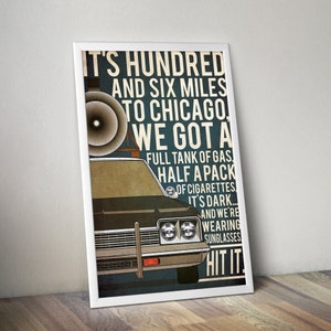 Blues Brothers Poster, Blues Brothers Print, Bluesmobile, Gift, Gift For Him, Gift For Her, Movie Poster, Movie Print, Sale