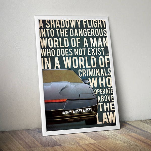 Knight Rider Poster, Knight Rider Print, KITT, Gift For Him, Gift, Movie Poster, Movie Print, Sale, Black Friday, Christmas