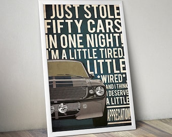 Gone in 60 Seconds Poster, Gone in 60 Seconds Druck, Für Ihn, Geschenk, Film Poster, Film Druck, Verkauf, Black Friday, Weihnachtsverkauf, Weihnachten