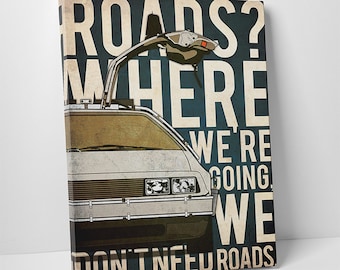 Back To The Future Poster, Canvas, Back To The Future Print, 80s Car, Gift, Gift For Him, Gift For Her, Movie Poster, Movie Print, Sale