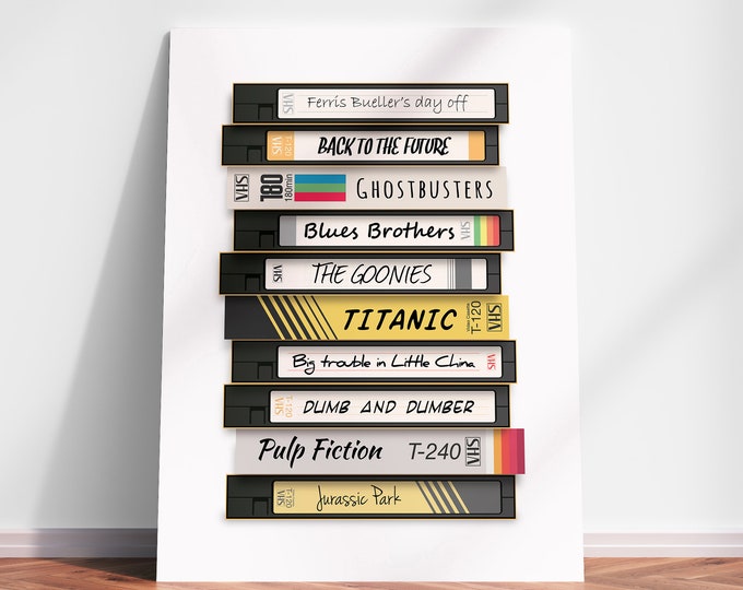 Custom VHS Movie Poster Print, Personalized Video Tape Art, Custom Movie Poster