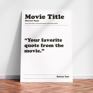 Custom Movie Quote Poster Personalized Movie Print Custom Movie Poster Add Your Favorite Gift For Him Custom Movie Print Gift For Her Sale