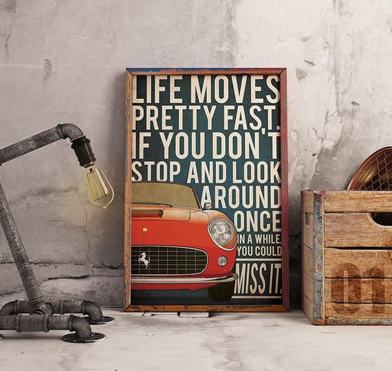 Ferrari GT Ferris Bueller California Technical Sketch 2 Poster Matte Print