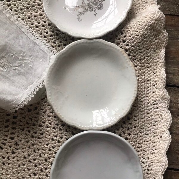 Antique Ironstone Butter Pat Set of 3