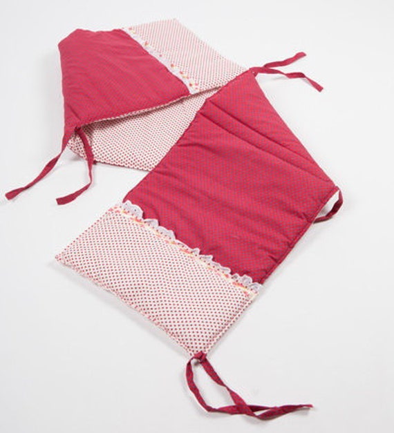 Crib Bumper Berry Pink Baby Padded Cot Bumper Handmade Etsy