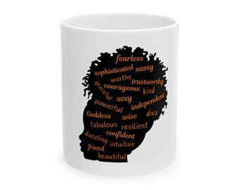 African American Coffee Mug | Black Woman Silhouette | Affirmations Mug | Self Care Gift