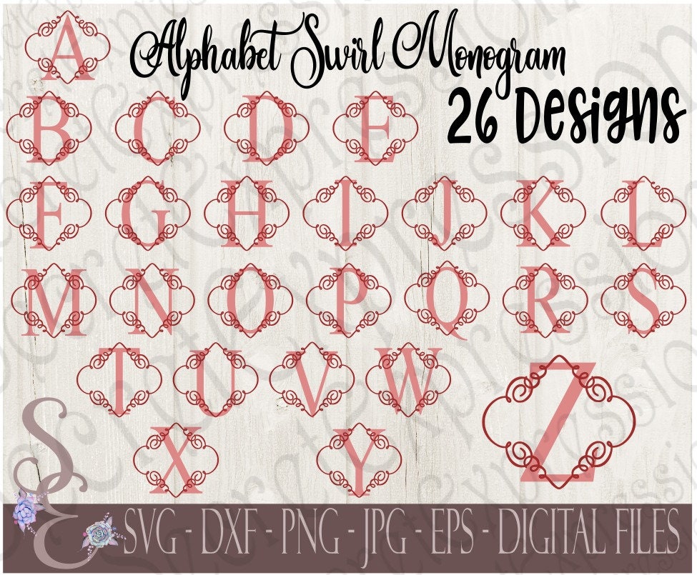 Download Alphabet Initial Swirl Bundle Svg Wedding Anniversary | Etsy