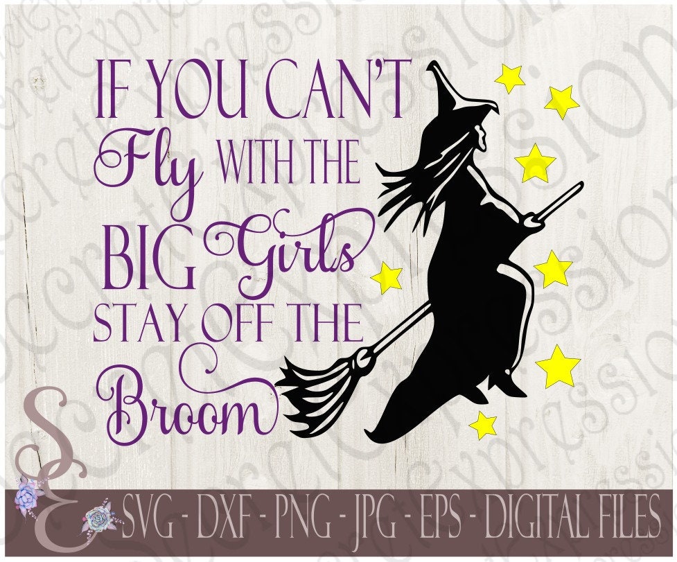 Witch flying on her Broom SVG JPG PNG Halloween Digital Design