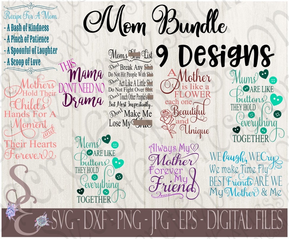 Download Mom Svg Bundle svg Files for Cricut or Silhouette DXF. SVG ...
