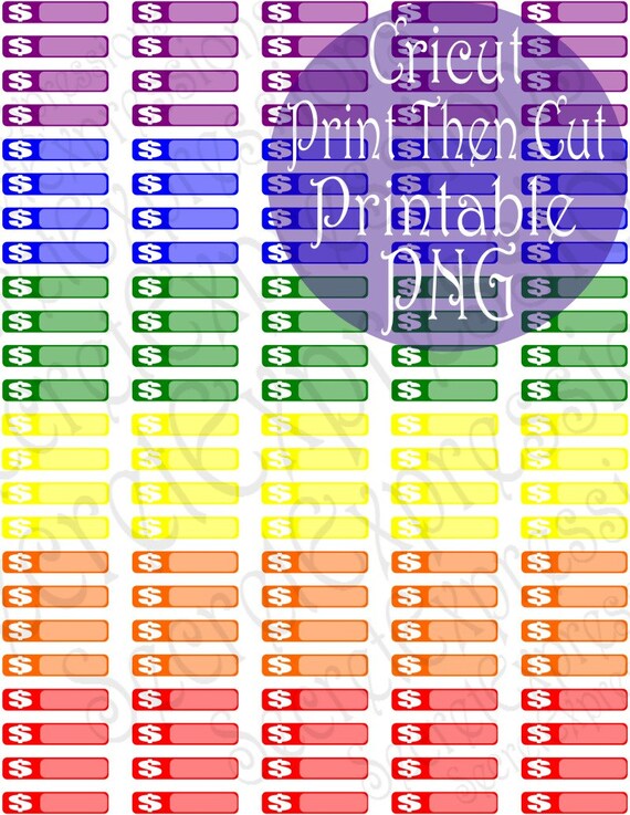 Dollar Sign Printable Planner Stickers Dollar Rainbow Colors - Etsy