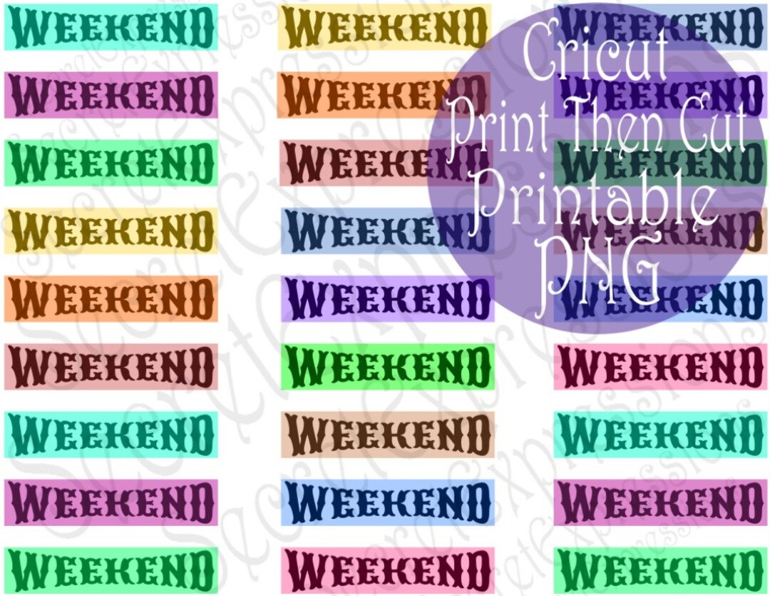 Weekend Printable Planner Stickers Weekend Cool Colors - Etsy
