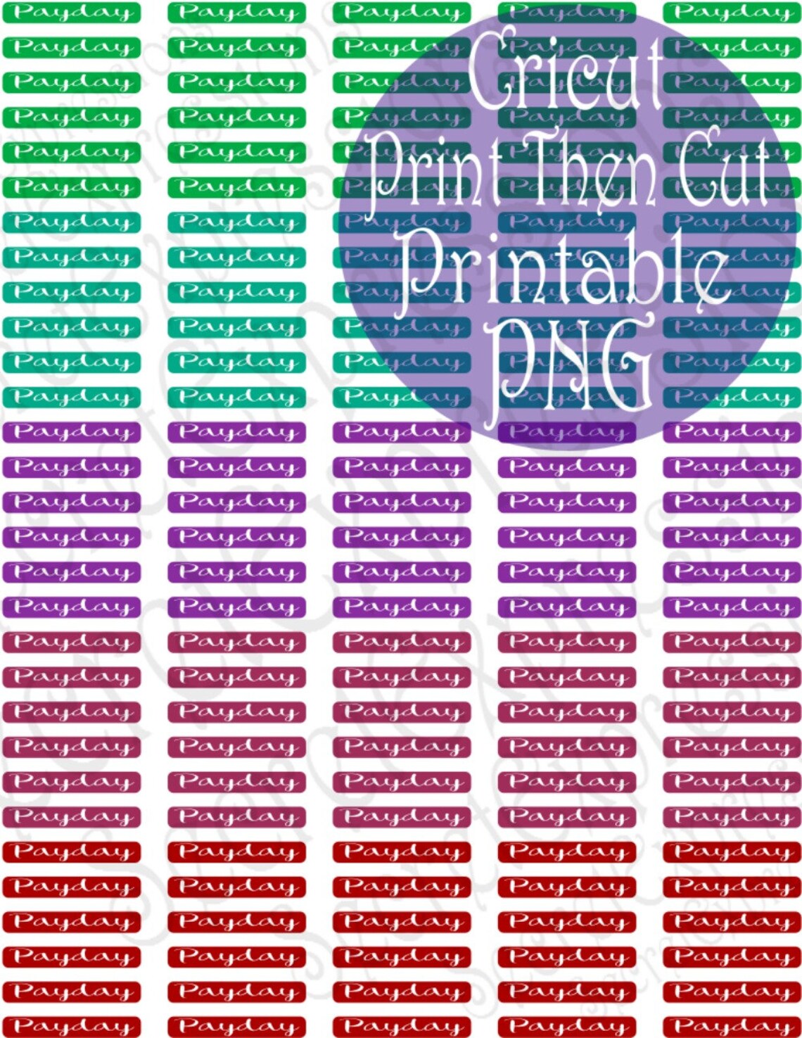 Payday Printable Planner Stickers Payday Cool Colors Planner - Etsy