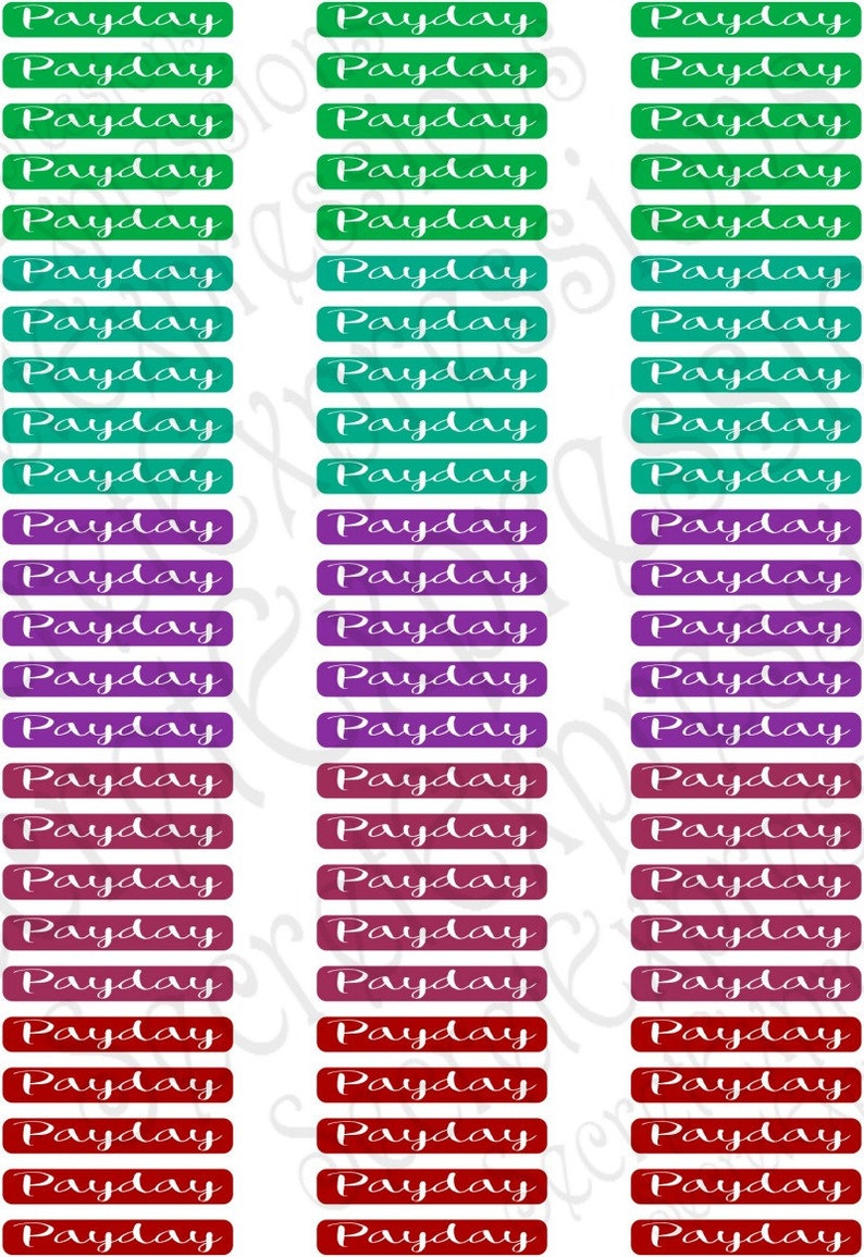 Payday Printable Planner Stickers Payday Cool Colors Planner - Etsy