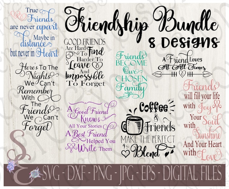 Download Clip Art Friend Svg Bundle Print File Eps Png Friendship Digital Svg File For Cricut Or Silhouette Jpg Dxf Art Collectibles
