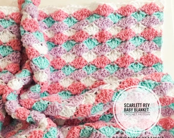 Scarlett Rey Baby Blanket Crochet Pattern | Blanket Pattern | Baby Blanket Pattern | Crochet Blanket Pattern | Crochet Blankie Pattern