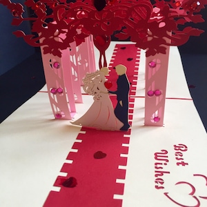 Casamento asiático/casamento judeu/cartão de noiva e noivo/no dia do seu casamento/parabéns/casamento/ocasião especial/cartão de casamento pop-up 3D feito à mão