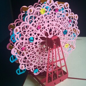 Feliz cumpleaños/Día de la Madre/Que te mejores pronto/Mejor amigo/Pensando en ti/Todo lo mejor/San Valentín/Tarjeta hecha a mano con noria emergente 3D