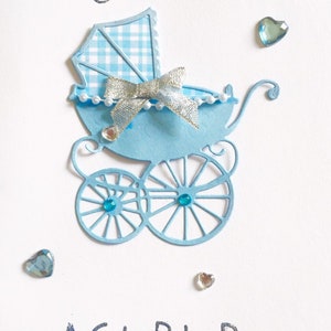 Carte faite main pour bébé garçon/Félicitations/Nouveauté/Amour/poussette/landau